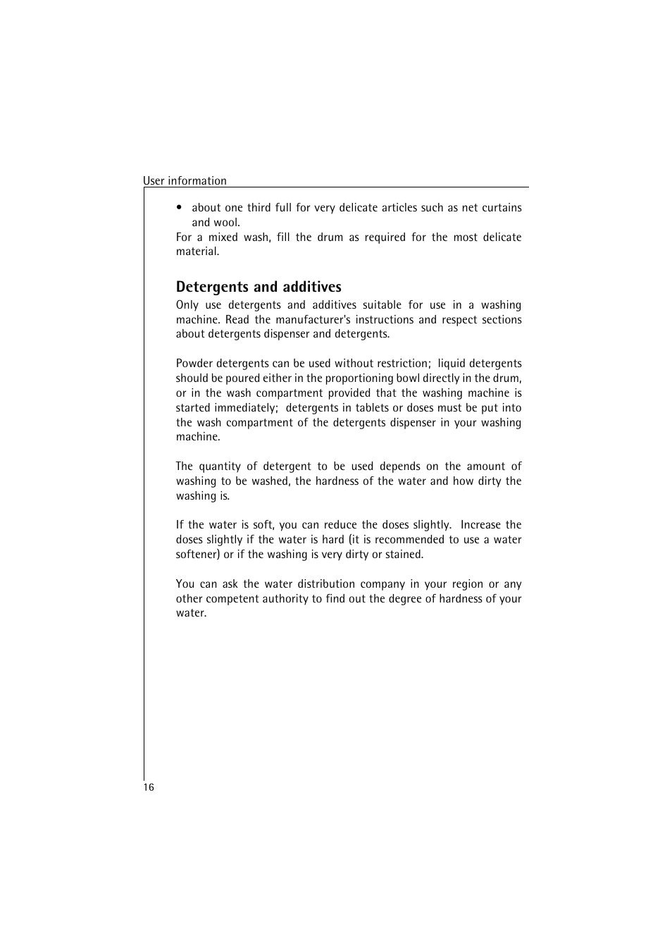 Detergents and additives | AEG LAVAMAT 47380 User Manual | Page 16 / 36