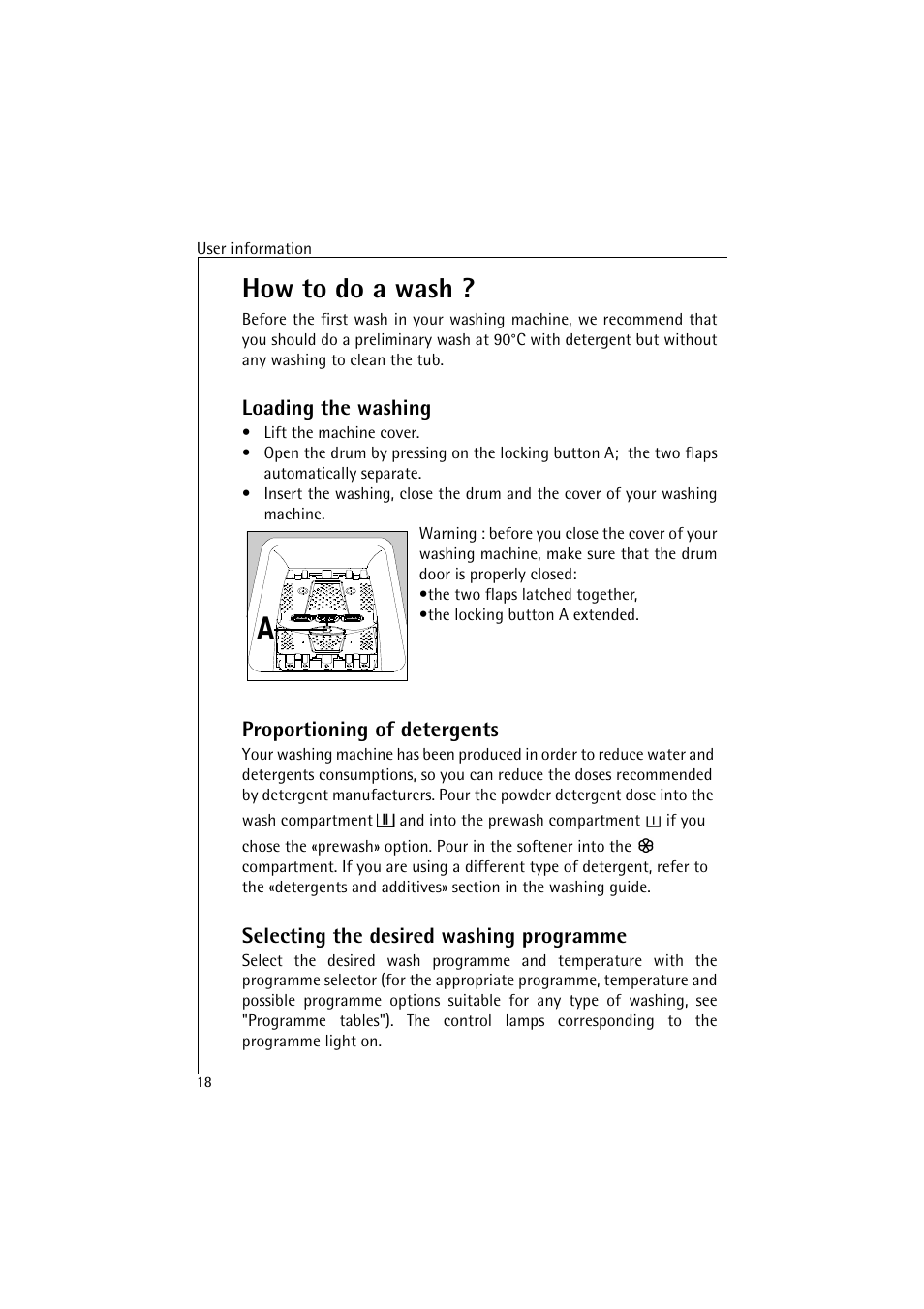 How to do a wash | AEG LAVAMAT 47380 User Manual | Page 18 / 36