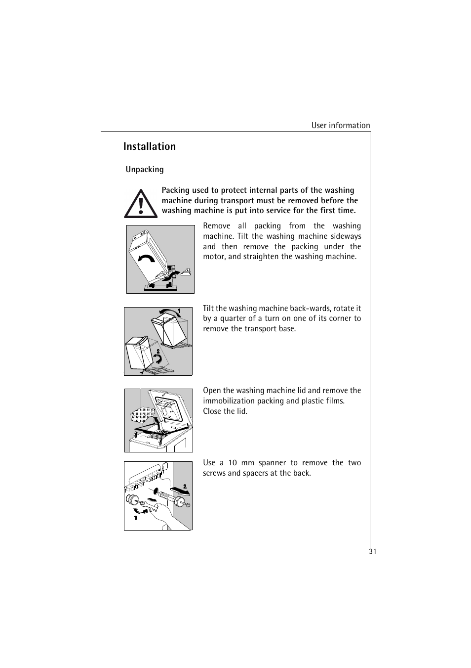 Installation | AEG LAVAMAT 47380 User Manual | Page 31 / 36