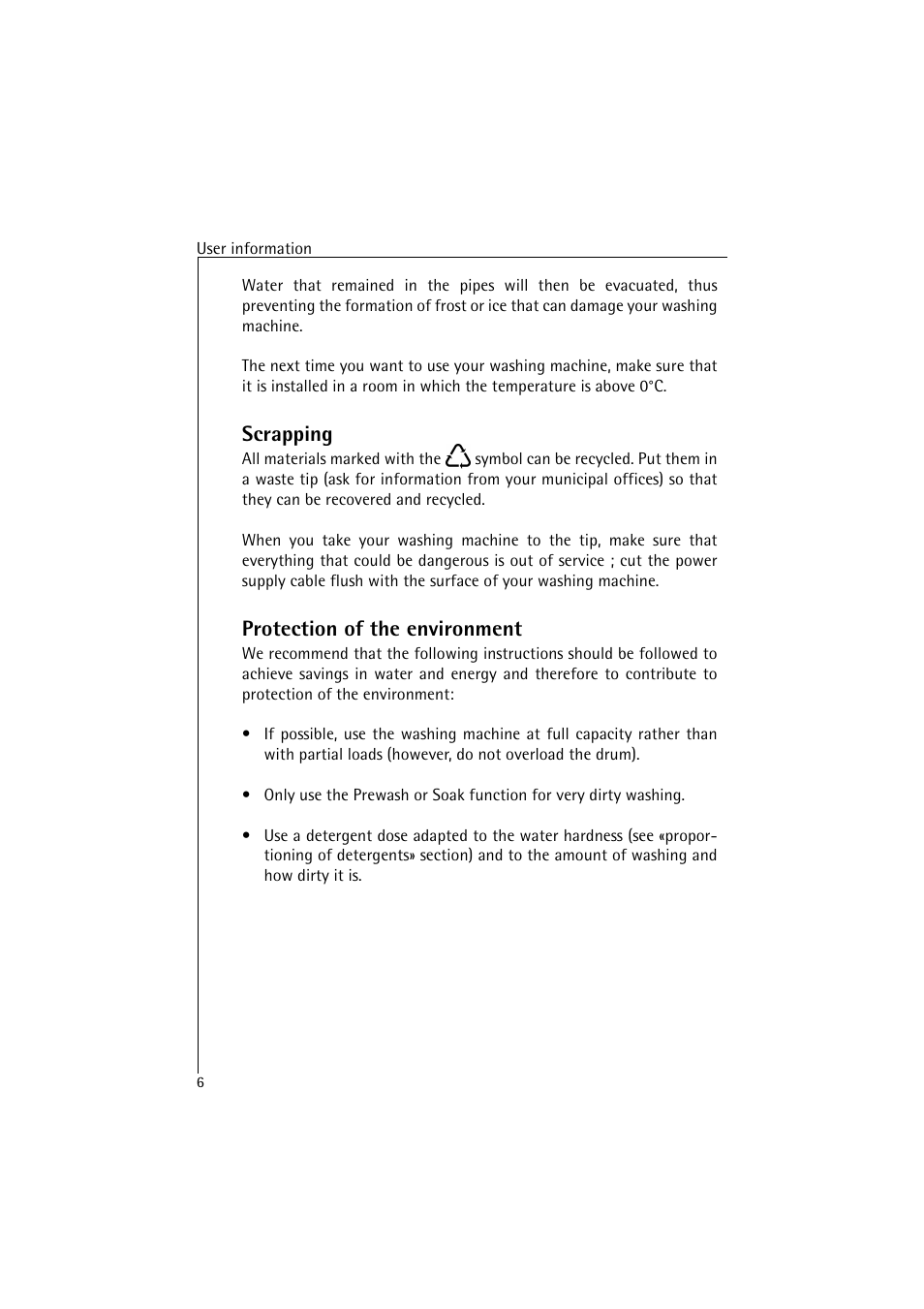 Scrapping, Protection of the environment | AEG LAVAMAT 47380 User Manual | Page 6 / 36