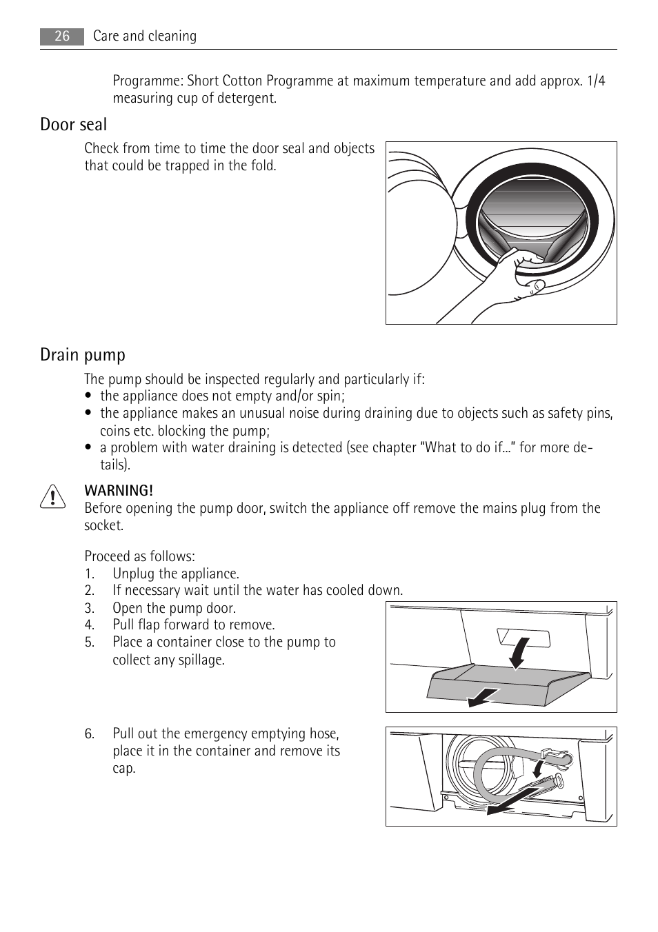 Door seal, Drain pump | AEG LAVAMAT 16950A3 User Manual | Page 26 / 44