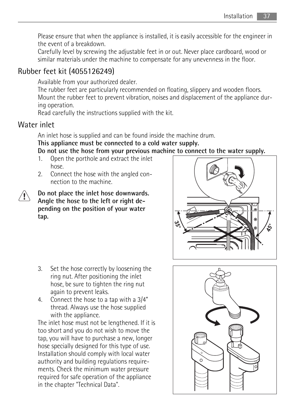 Water inlet | AEG LAVAMAT 16950A3 User Manual | Page 37 / 44