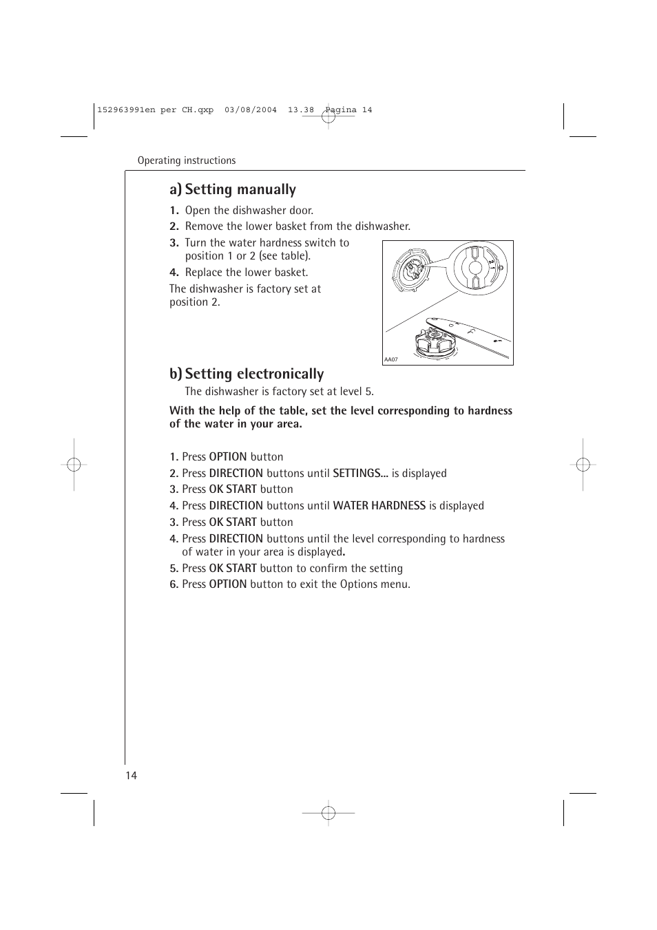 A) setting manually, B) setting electronically | AEG FAVORIT 88070 VIL, User Manual | Page 14 / 44