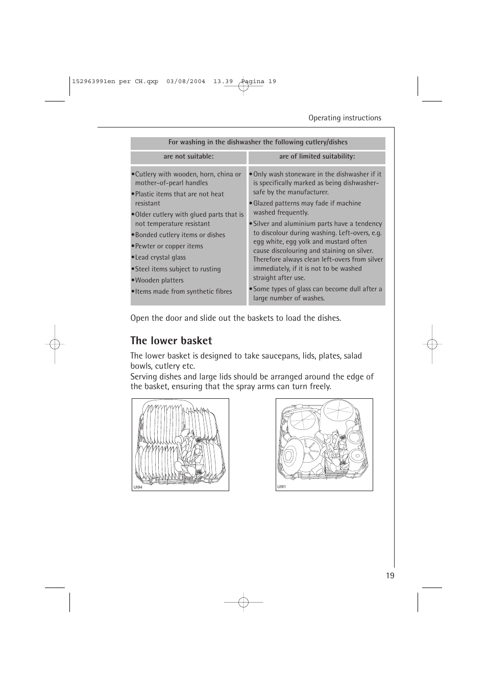 The lower basket | AEG FAVORIT 88070 VIL, User Manual | Page 19 / 44