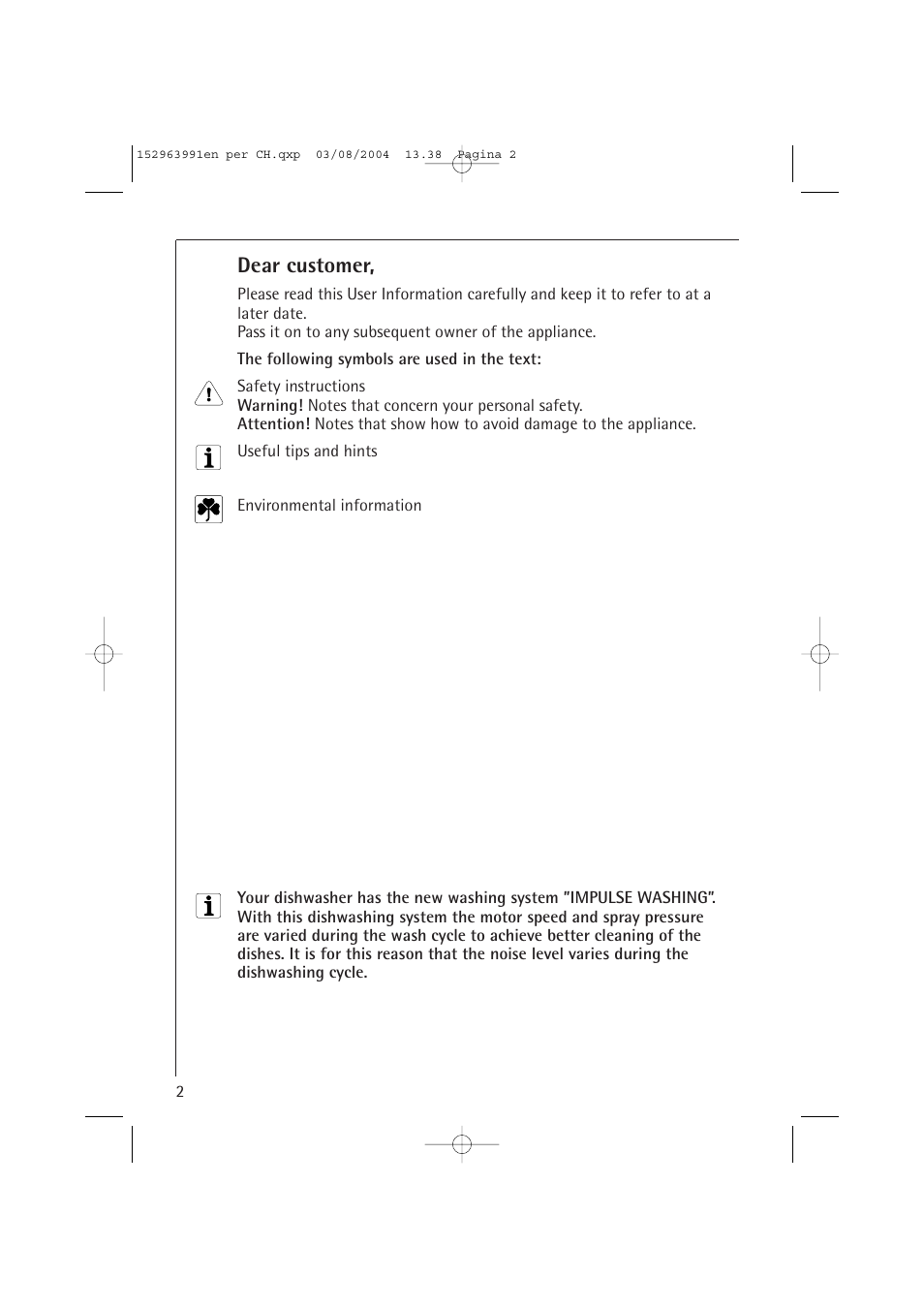 Dear customer | AEG FAVORIT 88070 VIL, User Manual | Page 2 / 44