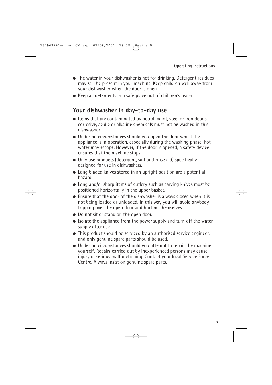 Your dishwasher in day-to-day use | AEG FAVORIT 88070 VIL, User Manual | Page 5 / 44