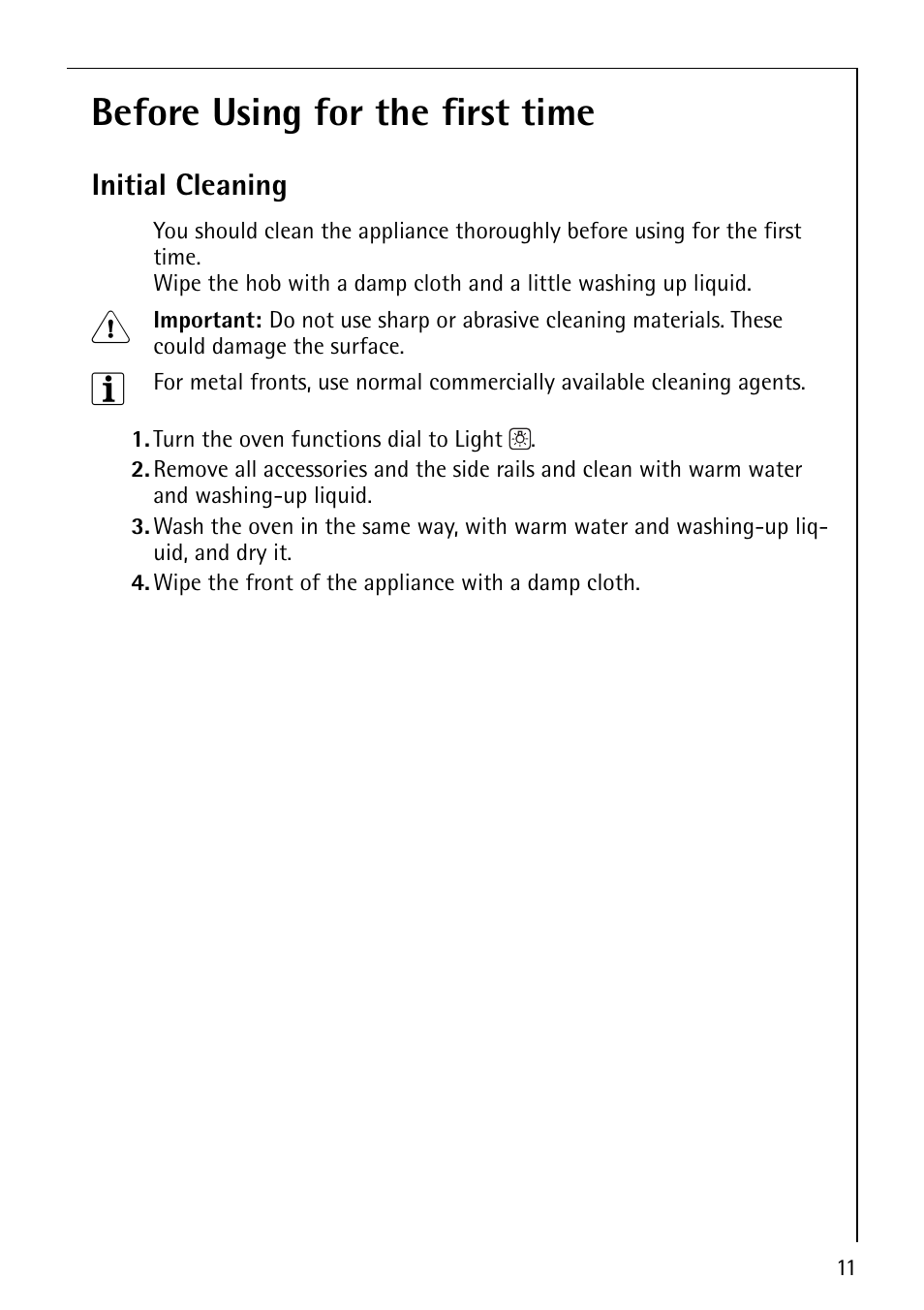 Before using for the first time | AEG 30006FF User Manual | Page 11 / 44