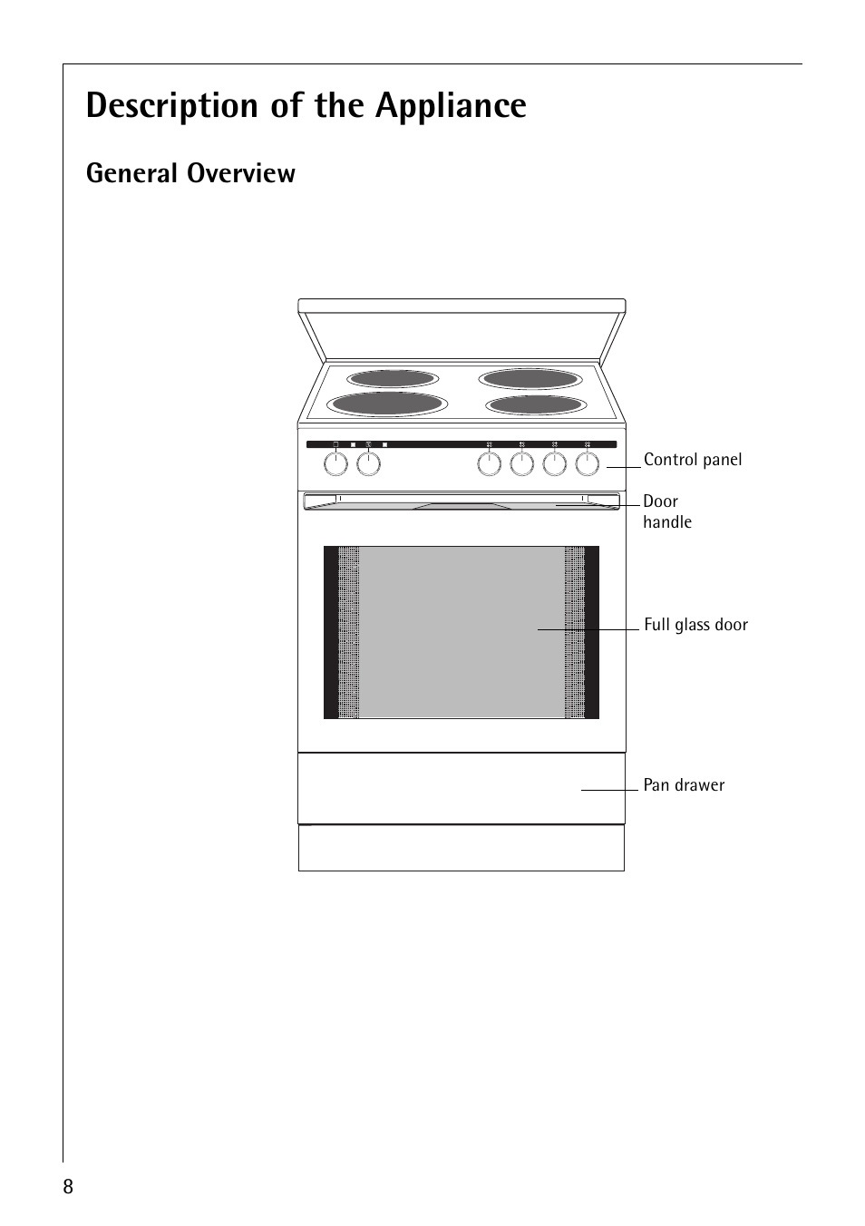 Description of the appliance, General overview | AEG 30006FF User Manual | Page 8 / 44