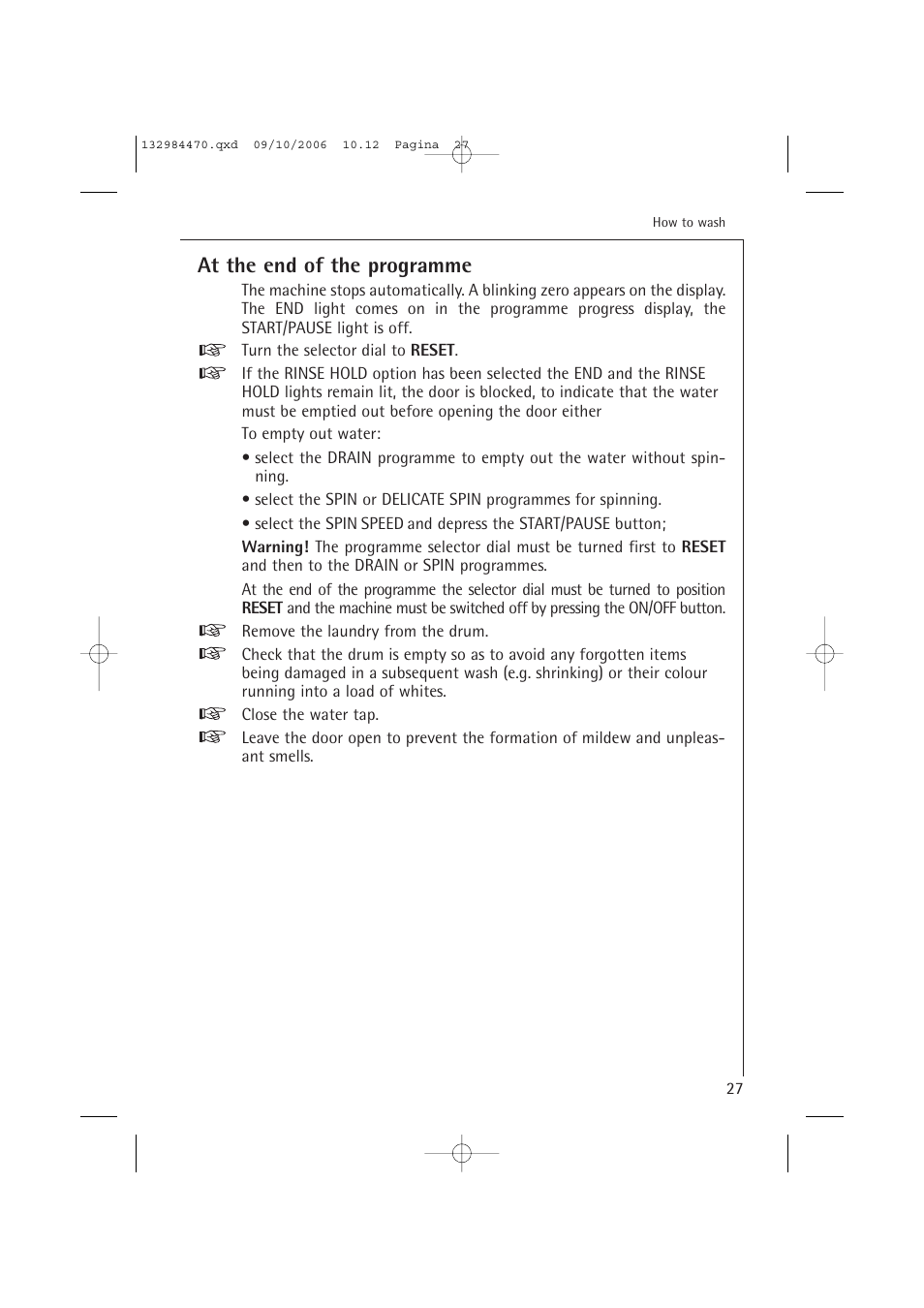 At the end of the programme | AEG LAVAMAT L 12510 VI User Manual | Page 27 / 55