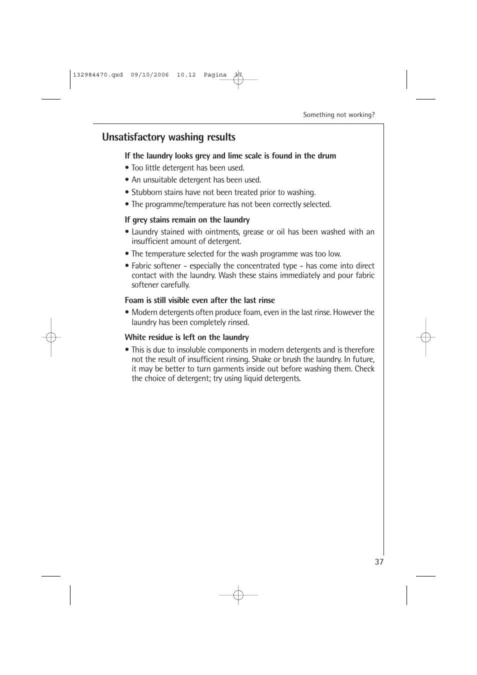 Unsatisfactory washing results | AEG LAVAMAT L 12510 VI User Manual | Page 37 / 55