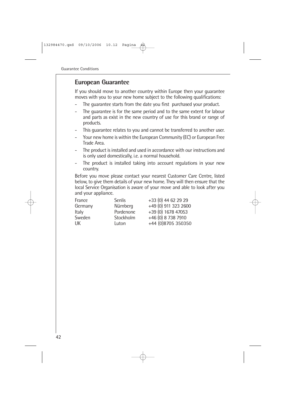 European guarantee | AEG LAVAMAT L 12510 VI User Manual | Page 42 / 55