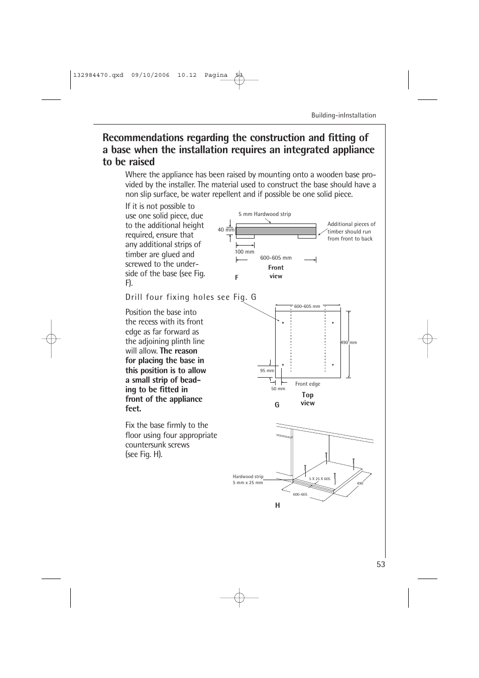 Drill four fixing holes see fig. g | AEG LAVAMAT L 12510 VI User Manual | Page 53 / 55