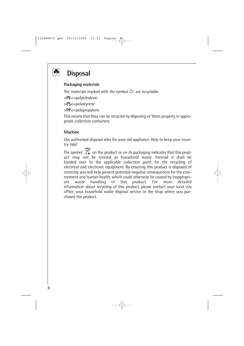 Disposal | AEG LAVAMAT L 12510 VI User Manual | Page 8 / 55