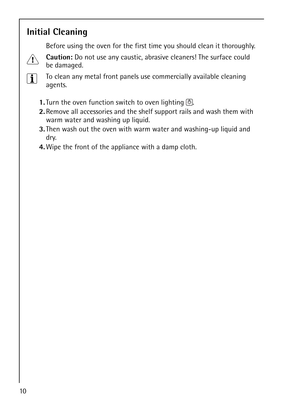 Initial cleaning | AEG COMPETENCE B1180-4 User Manual | Page 10 / 44