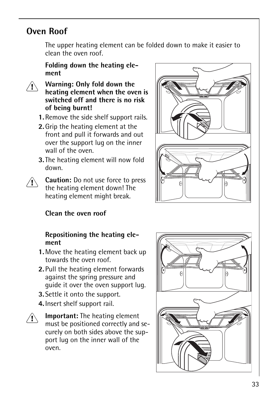 Oven roof | AEG COMPETENCE B1180-4 User Manual | Page 33 / 44