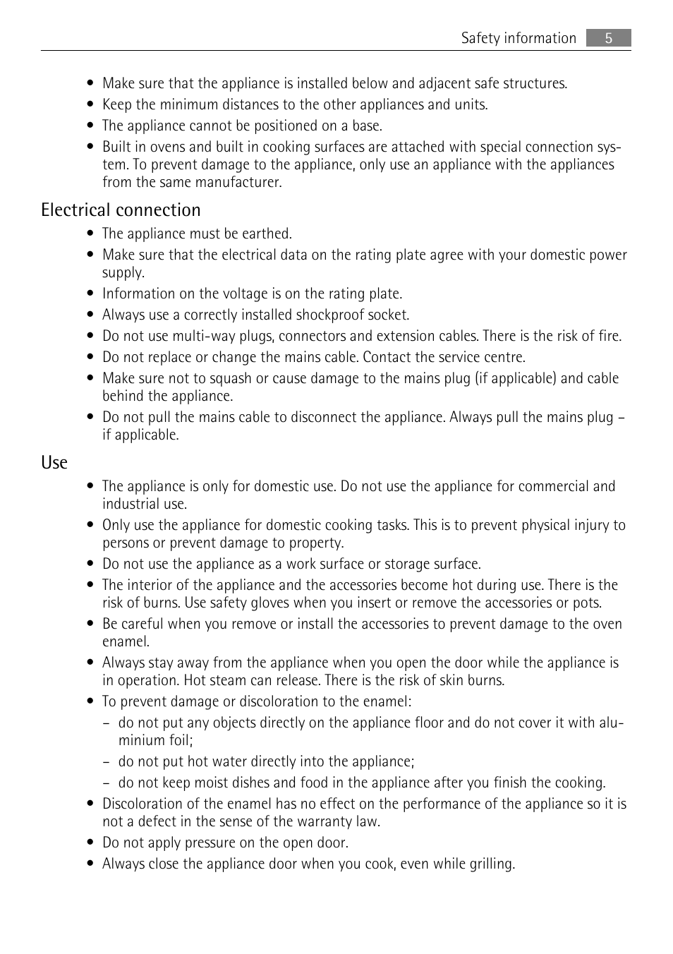 Electrical connection | AEG KB7100000 User Manual | Page 5 / 40