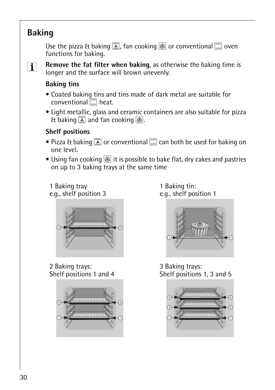 Baking | AEG COMPETENCE E4130-1 User Manual | Page 30 / 56