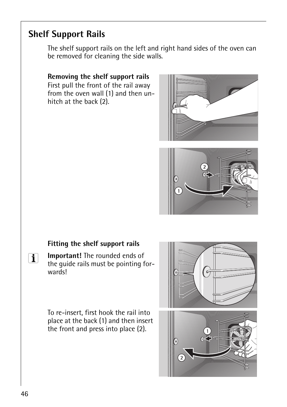 Shelf support rails | AEG COMPETENCE E4130-1 User Manual | Page 46 / 56