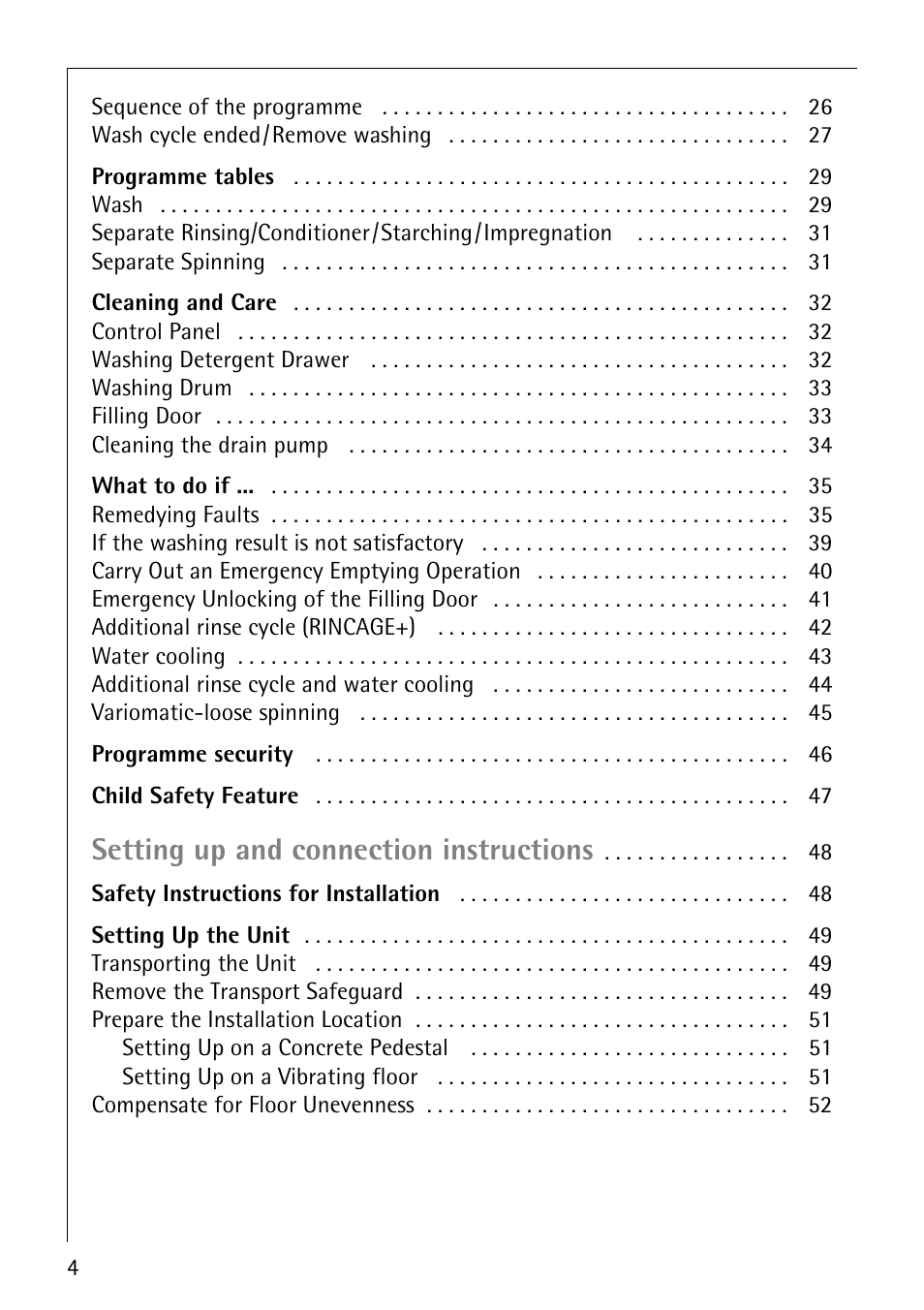 Setting up and connection instructions | AEG LAVAMAT 86740 User Manual | Page 4 / 64