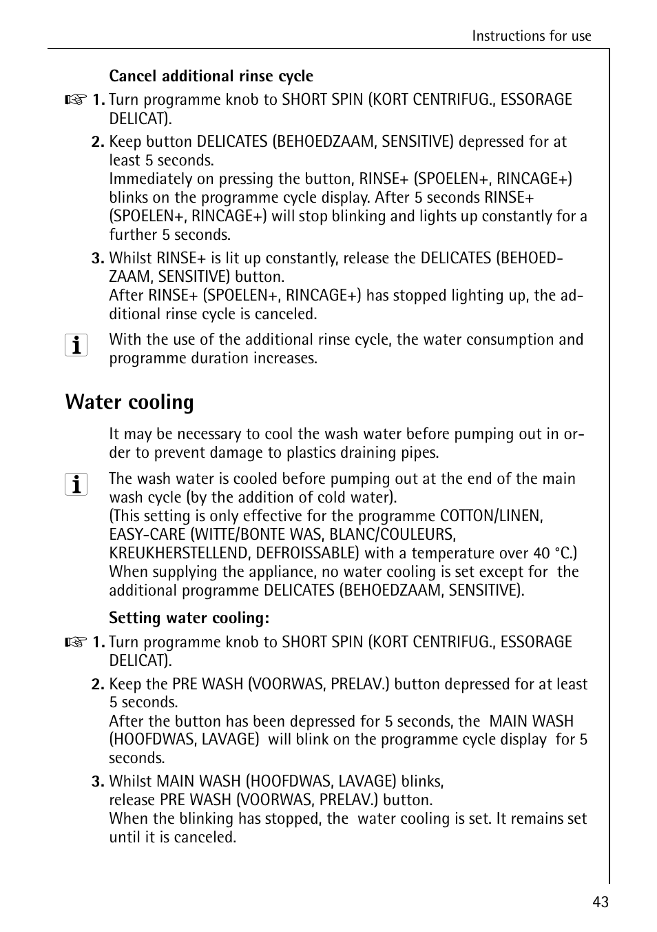 Water cooling | AEG LAVAMAT 86740 User Manual | Page 43 / 64