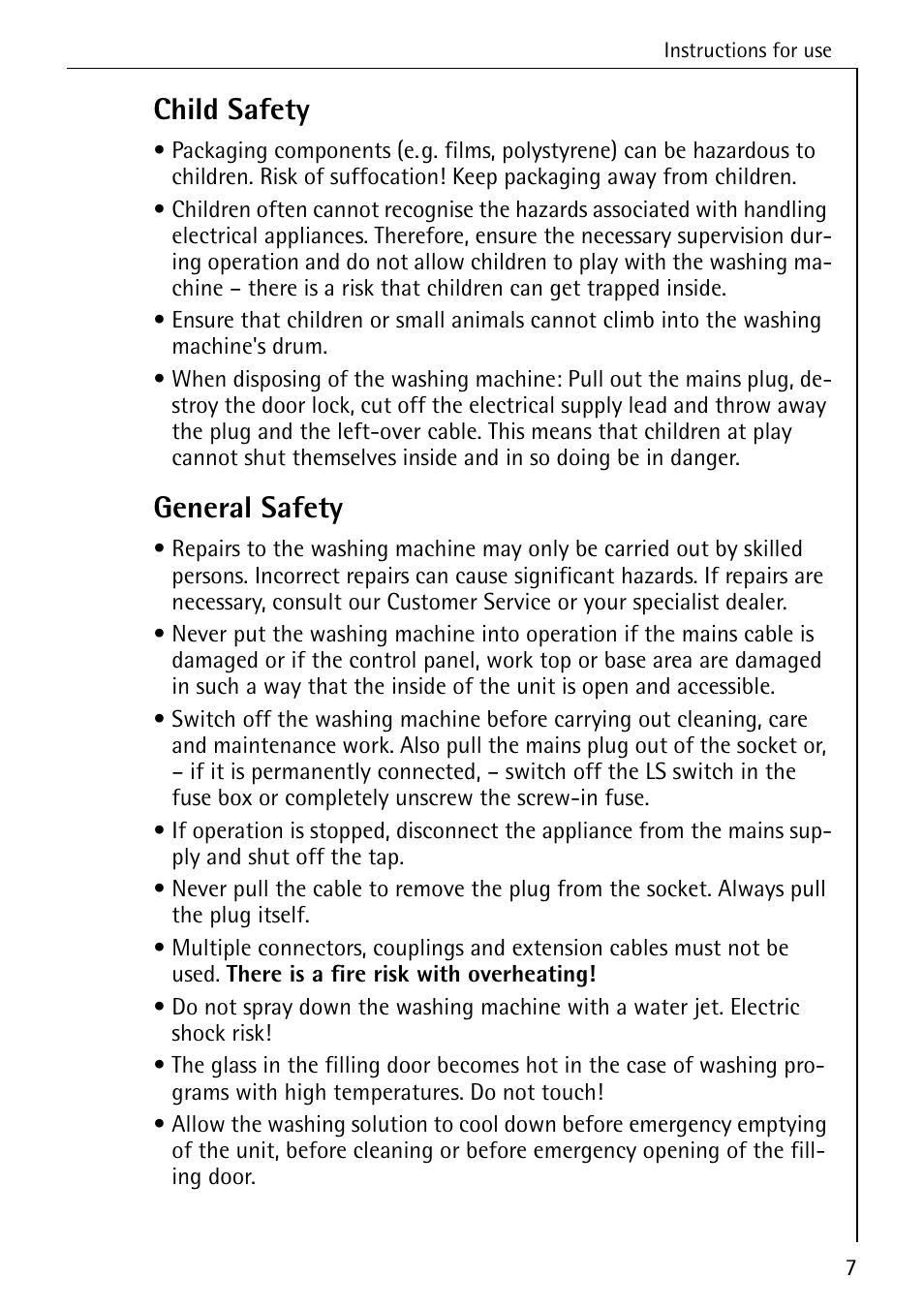 Child safety, General safety | AEG LAVAMAT 86740 User Manual | Page 7 / 64
