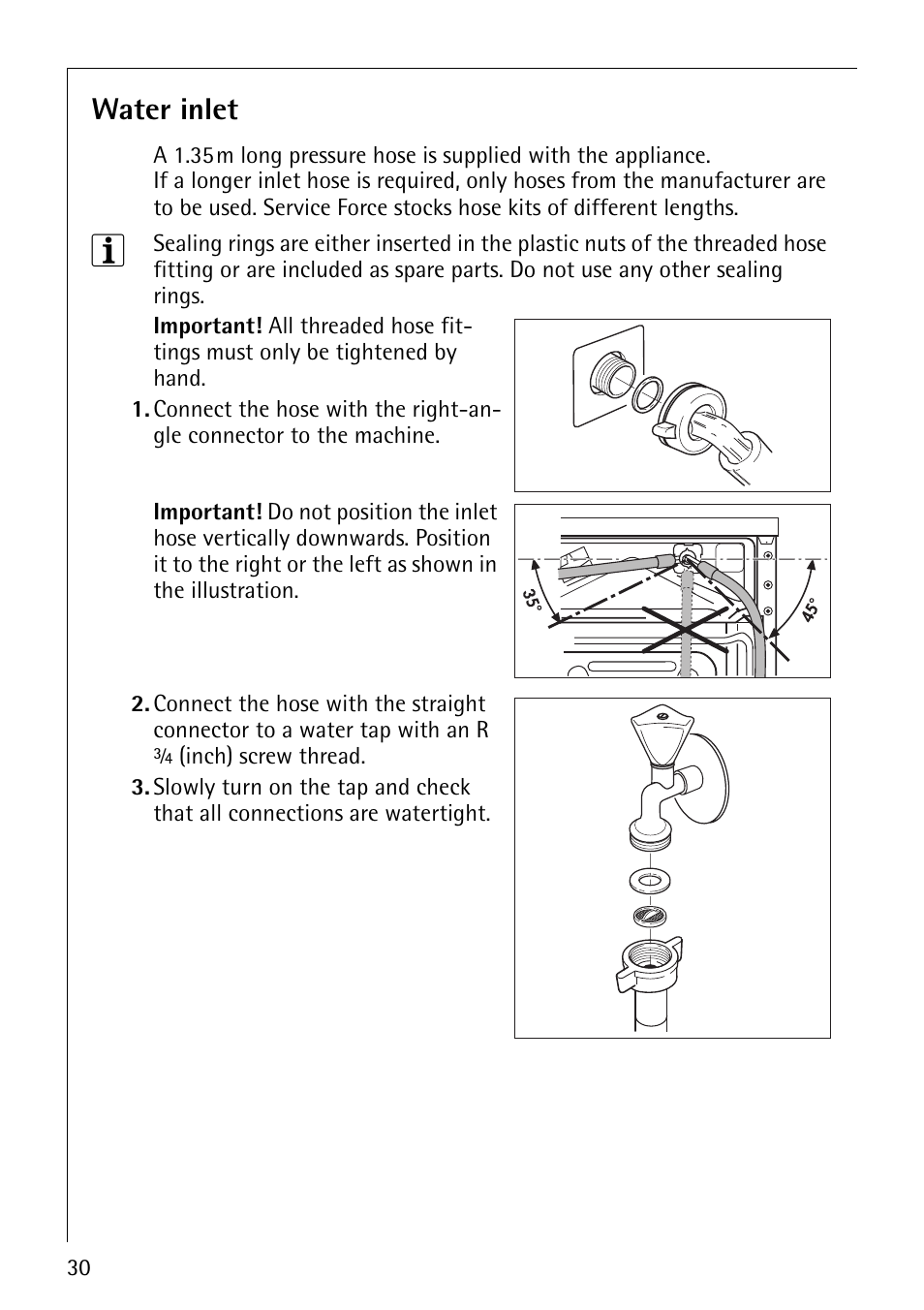 Water inlet | AEG LAVAMAT 52600 User Manual | Page 30 / 36