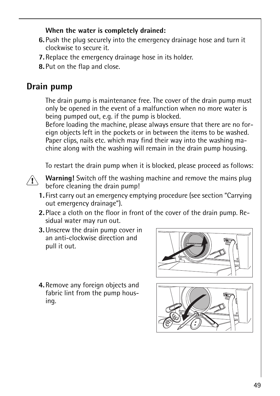Drain pump | AEG LAVALOGIC 1600 User Manual | Page 49 / 68