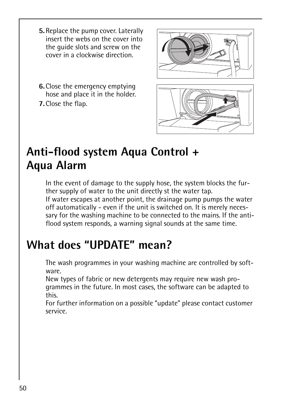 Anti-flood system aqua control + aqua alarm, What does “update” mean | AEG LAVALOGIC 1600 User Manual | Page 50 / 68