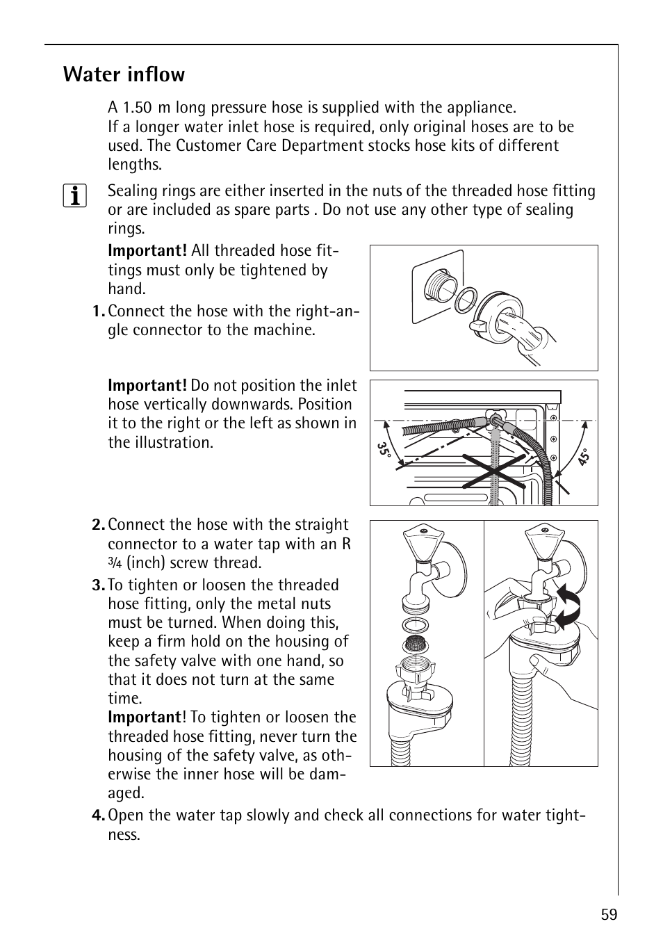 Water inflow | AEG LAVALOGIC 1600 User Manual | Page 59 / 68
