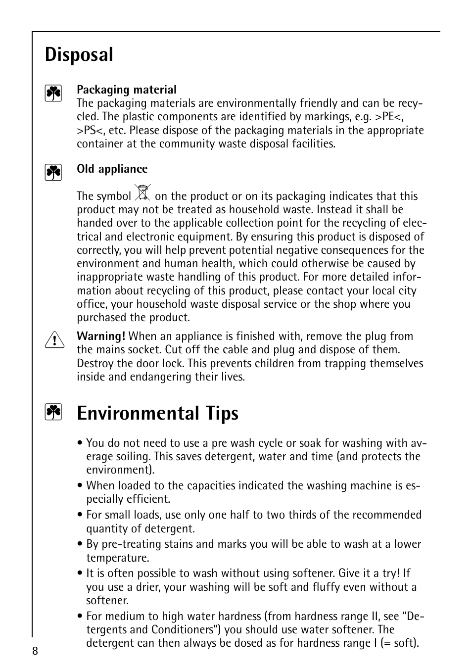 Disposal 2, 2 environmental tips | AEG LAVALOGIC 1600 User Manual | Page 8 / 68
