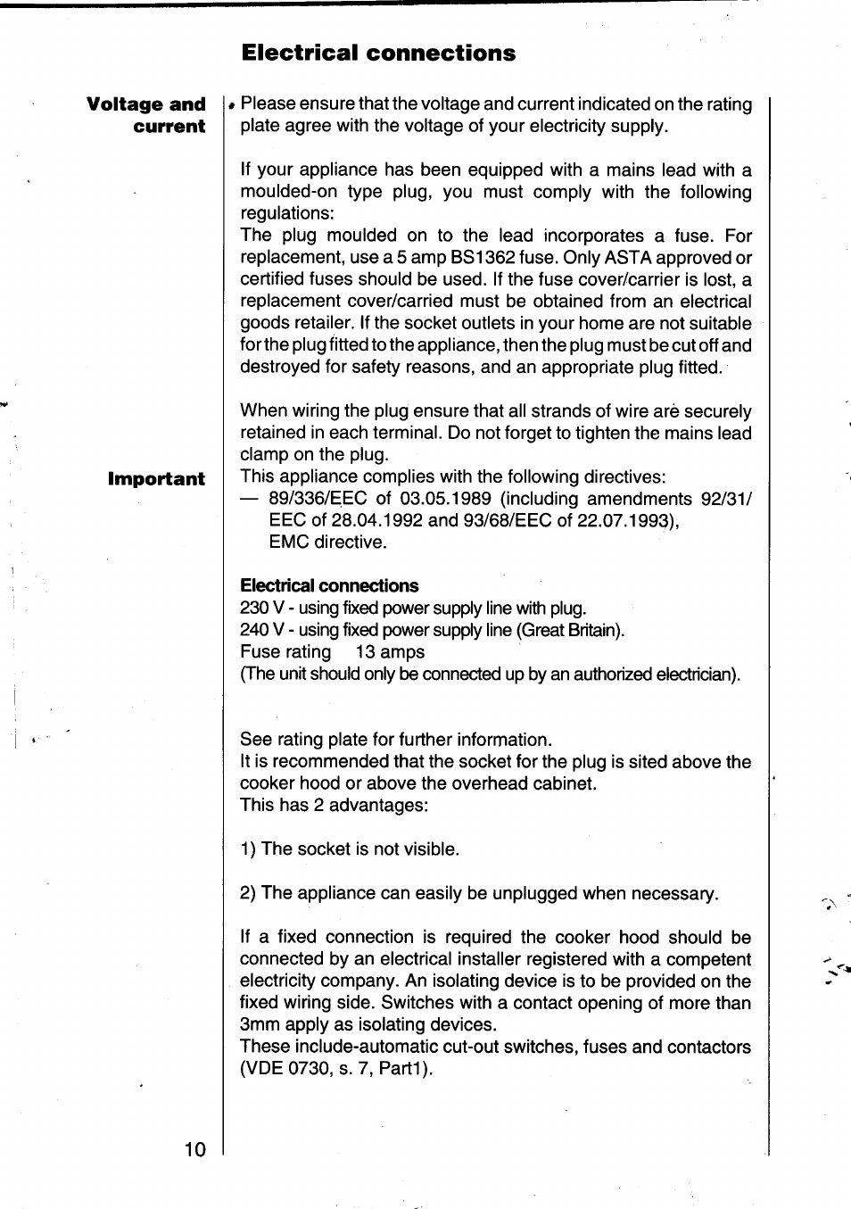 Electrical connections | AEG 302D User Manual | Page 10 / 19