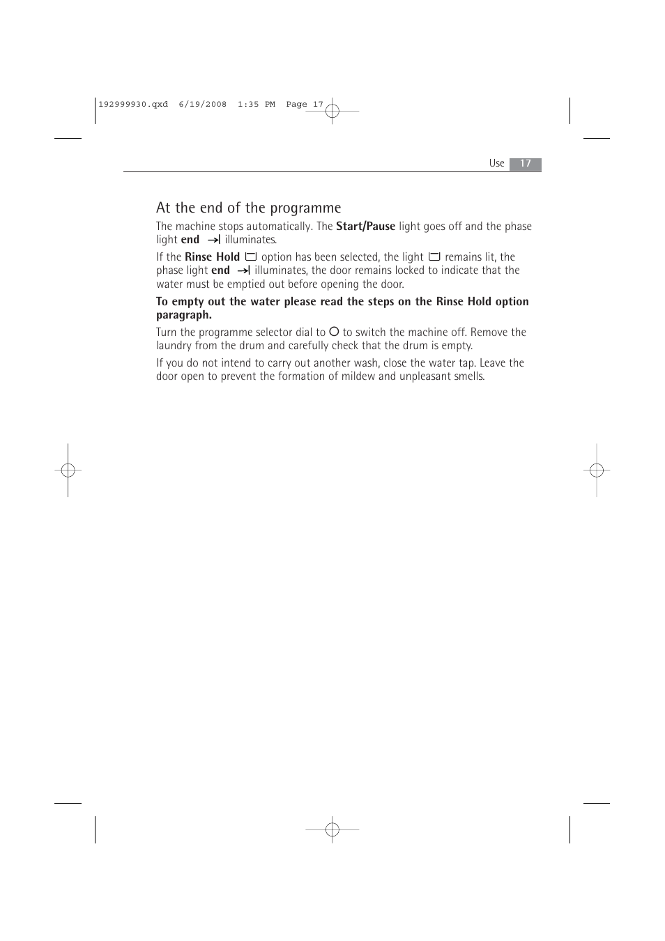 At the end of the programme | AEG 52840 User Manual | Page 17 / 46