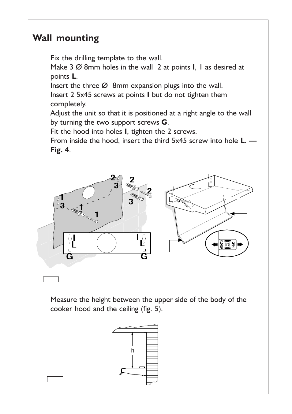 Wall mounting | AEG EXTRACTORHOOD 125 D User Manual | Page 9 / 20