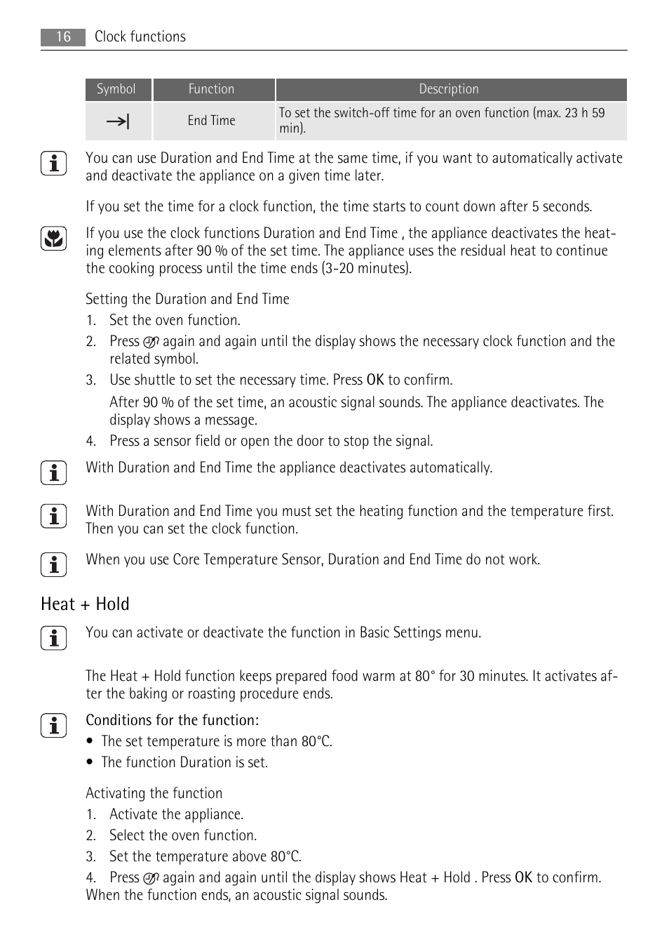 Heat + hold | AEG BS9304001 User Manual | Page 16 / 28