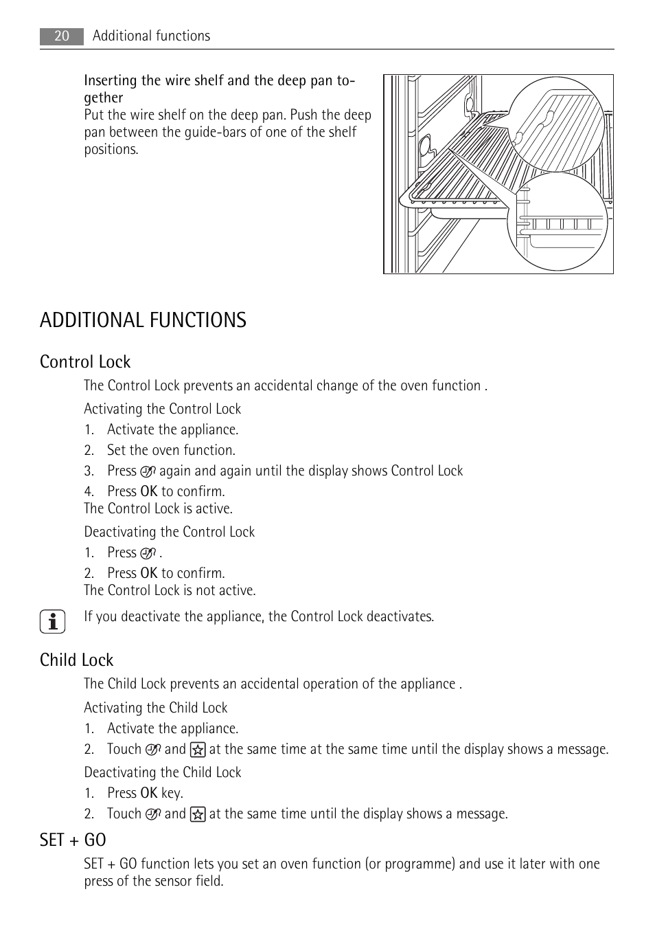Additional functions, Control lock, Child lock | Set + go | AEG BS9304001 User Manual | Page 20 / 28
