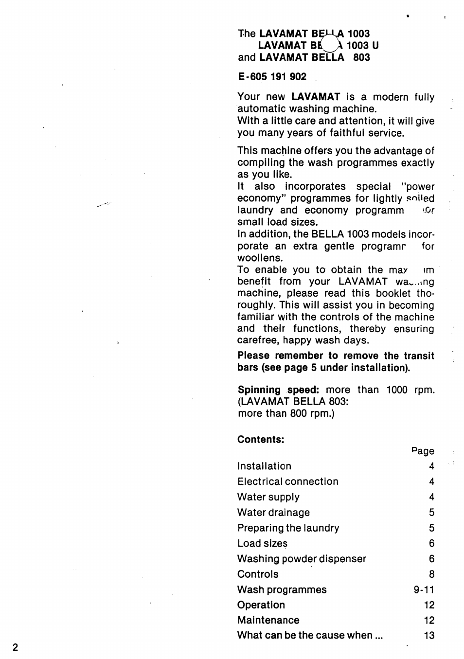 AEG LAVMAT BELLA 1003/803 User Manual | Page 2 / 16