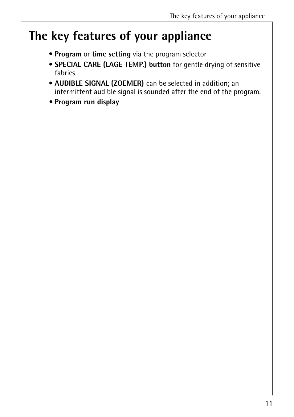 The key features of your appliance | AEG LAVATHERM 57320 User Manual | Page 11 / 36