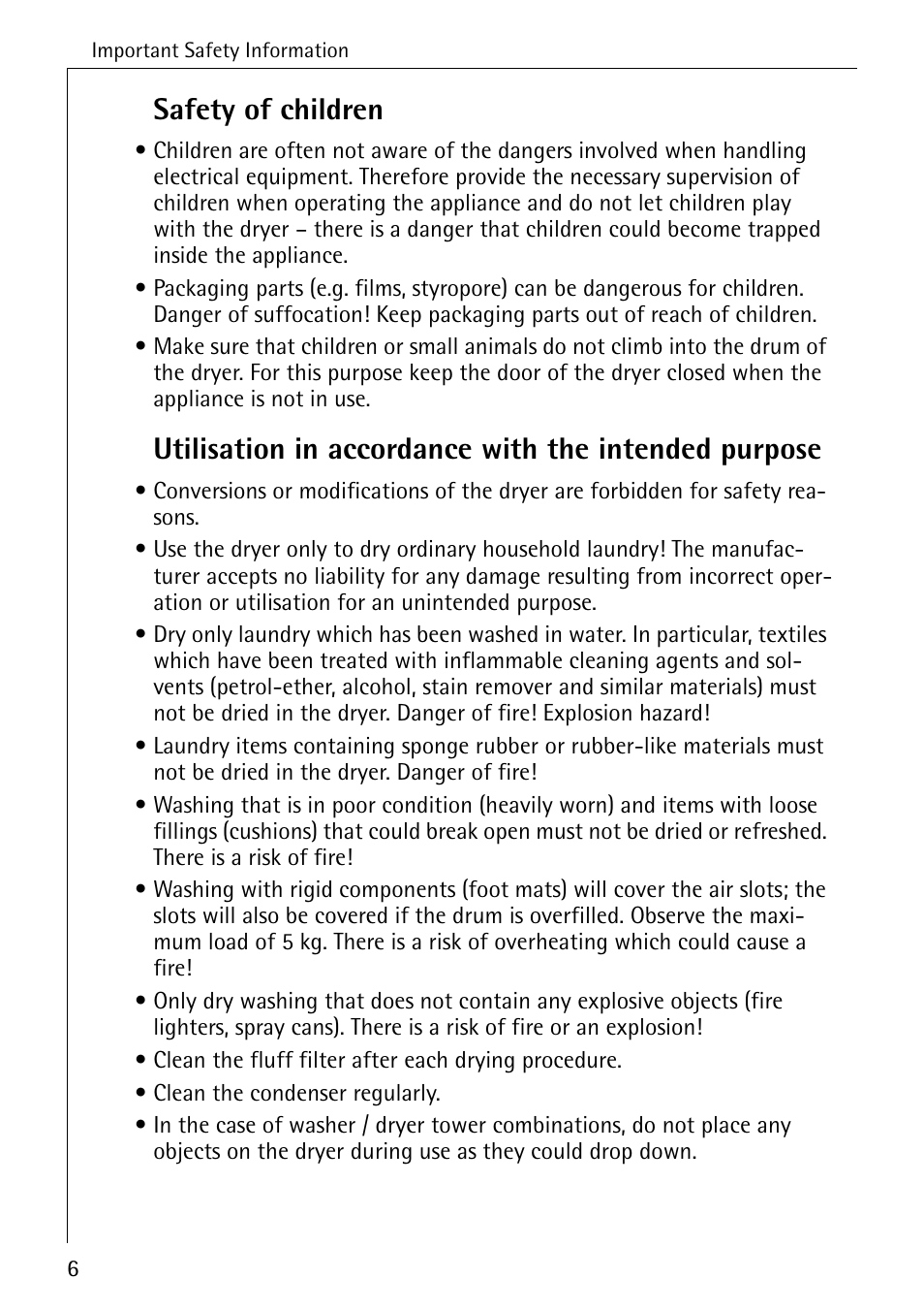 Safety of children | AEG LAVATHERM 57320 User Manual | Page 6 / 36