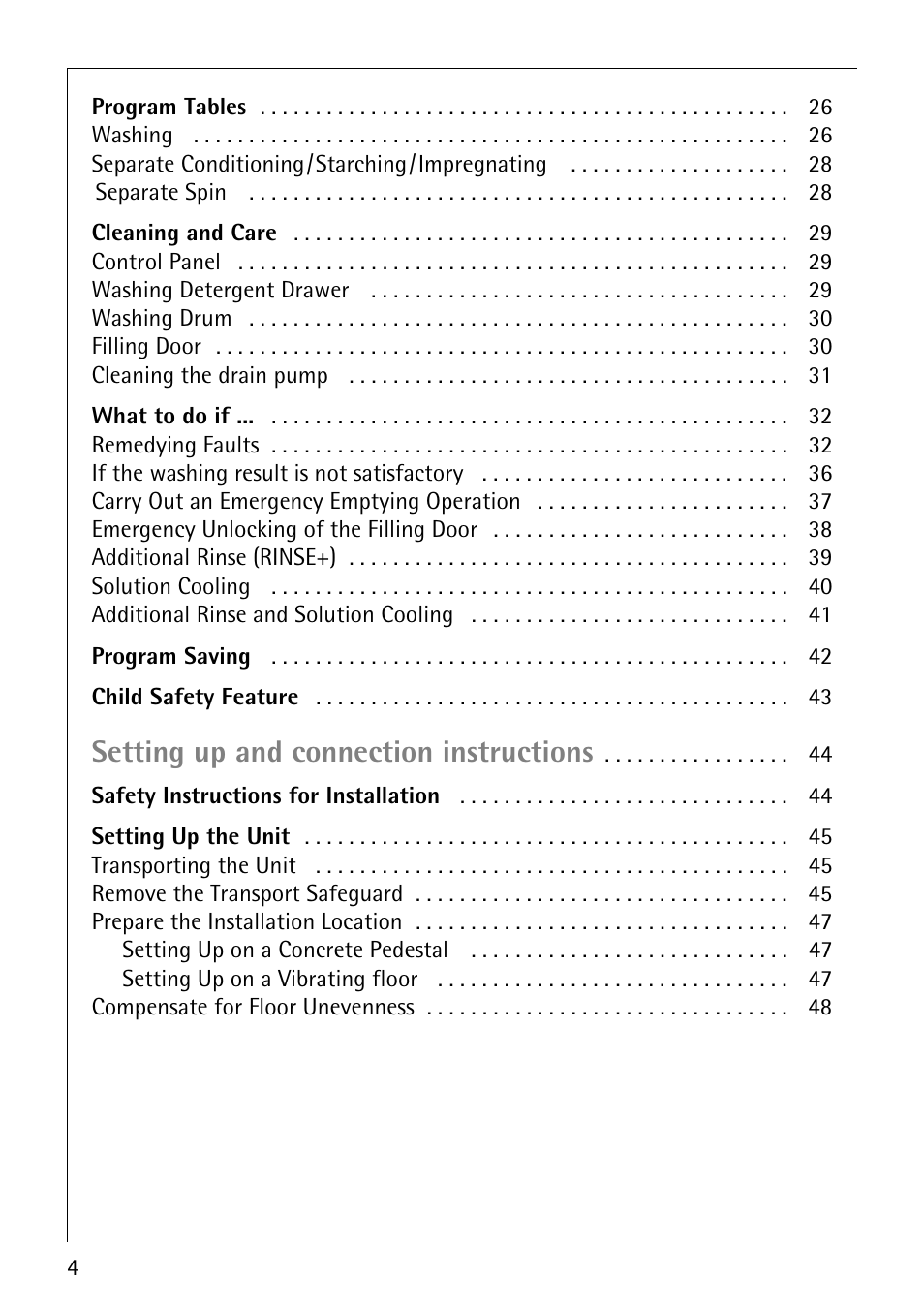 Setting up and connection instructions | AEG OKO-LAVAMAT 82730 User Manual | Page 4 / 56