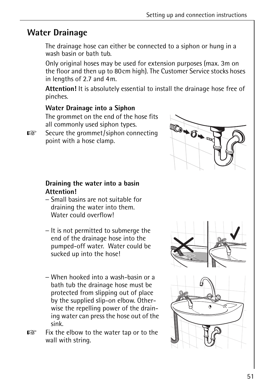 Water drainage | AEG OKO-LAVAMAT 82730 User Manual | Page 51 / 56