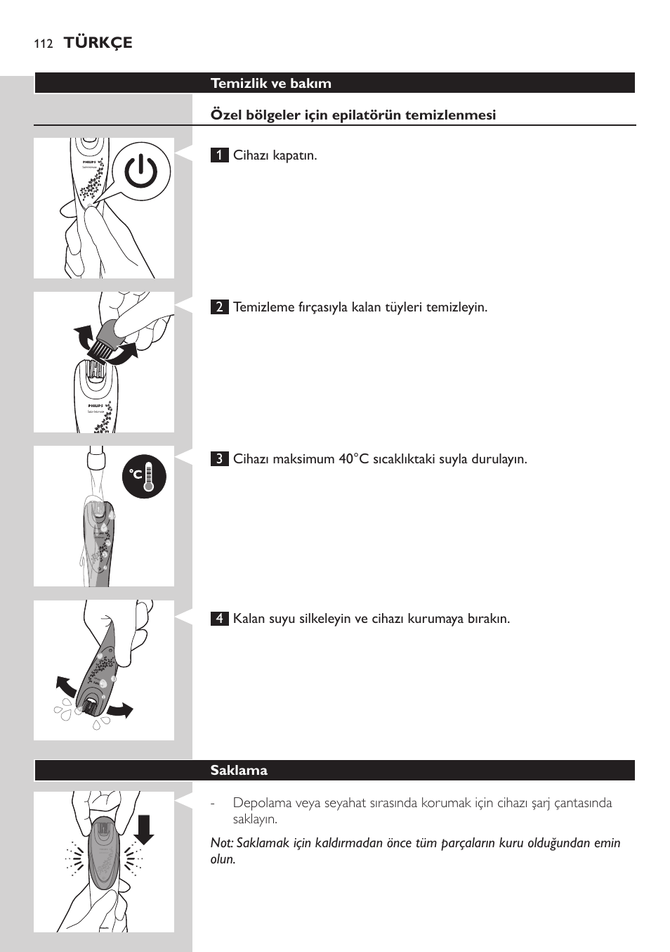 Philips Satin Intimate Depiladora para las zonas íntimas User Manual | Page 112 / 232