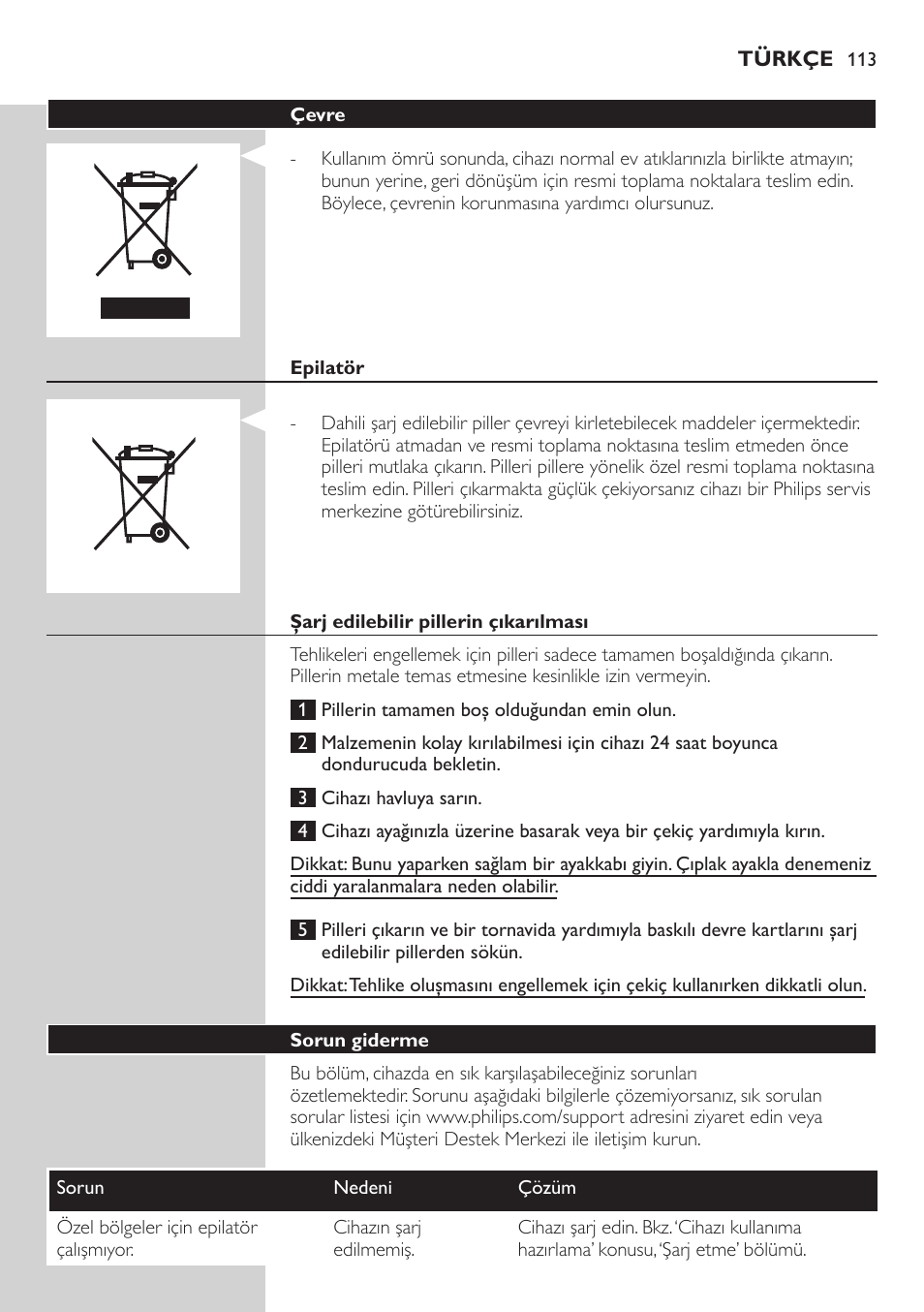 Philips Satin Intimate Depiladora para las zonas íntimas User Manual | Page 113 / 232