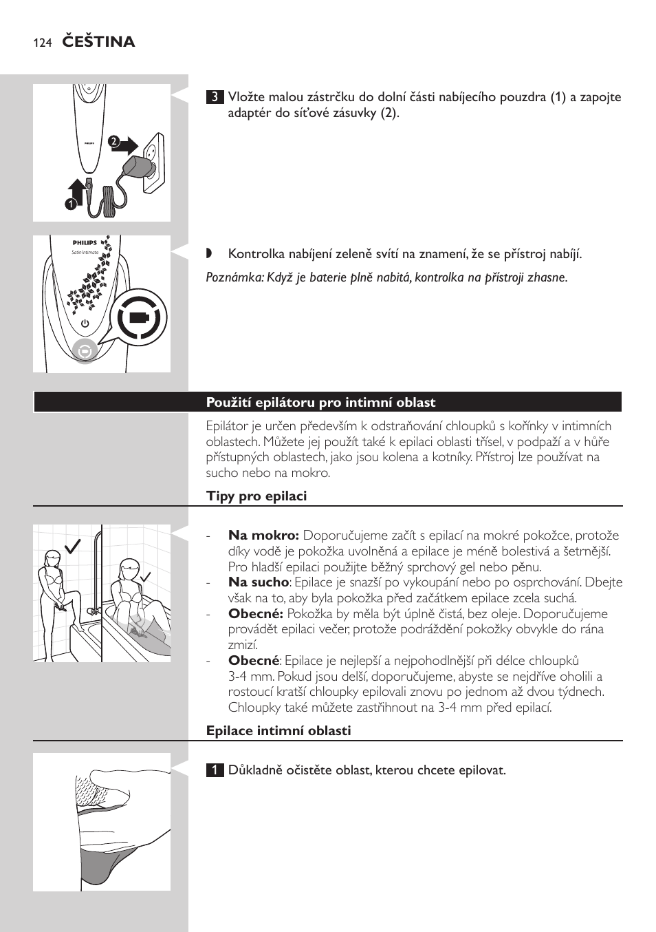 Philips Satin Intimate Depiladora para las zonas íntimas User Manual | Page 124 / 232