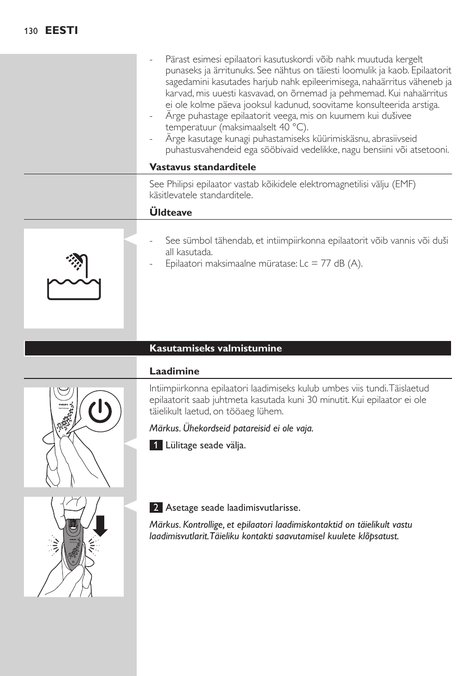 Philips Satin Intimate Depiladora para las zonas íntimas User Manual | Page 130 / 232