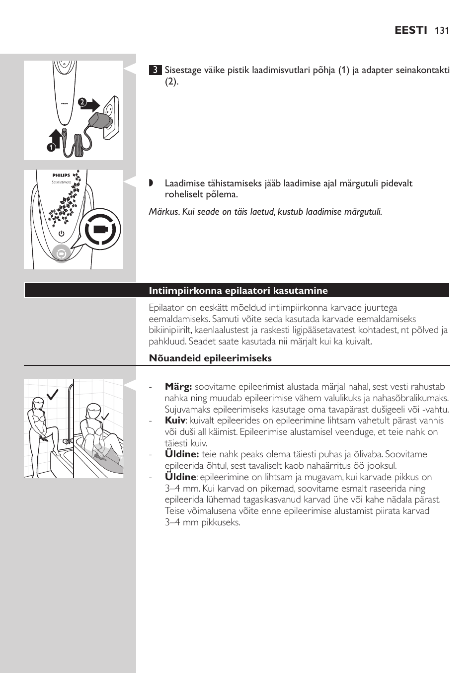 Philips Satin Intimate Depiladora para las zonas íntimas User Manual | Page 131 / 232