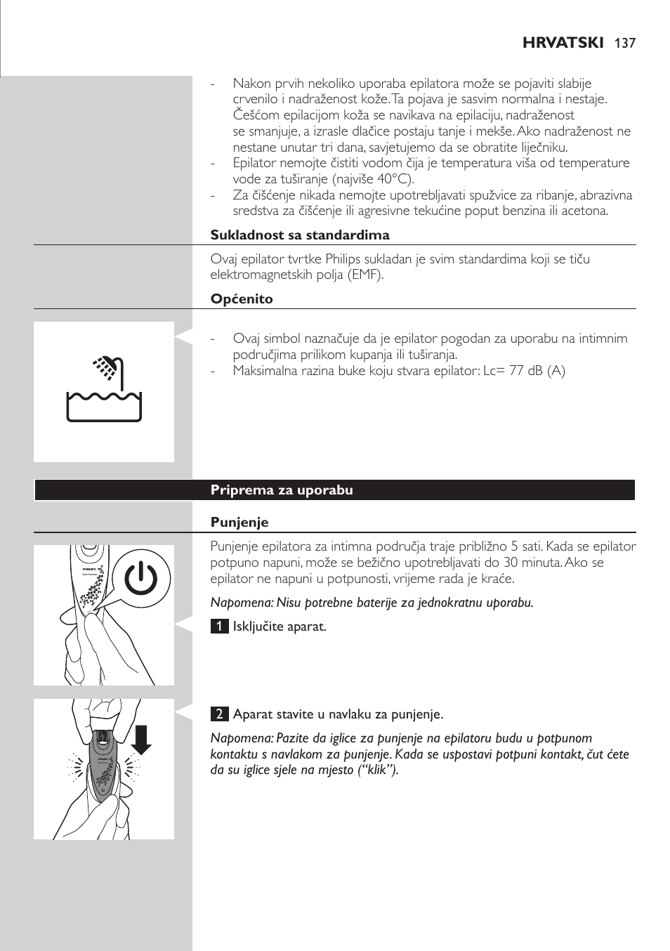 Philips Satin Intimate Depiladora para las zonas íntimas User Manual | Page 137 / 232