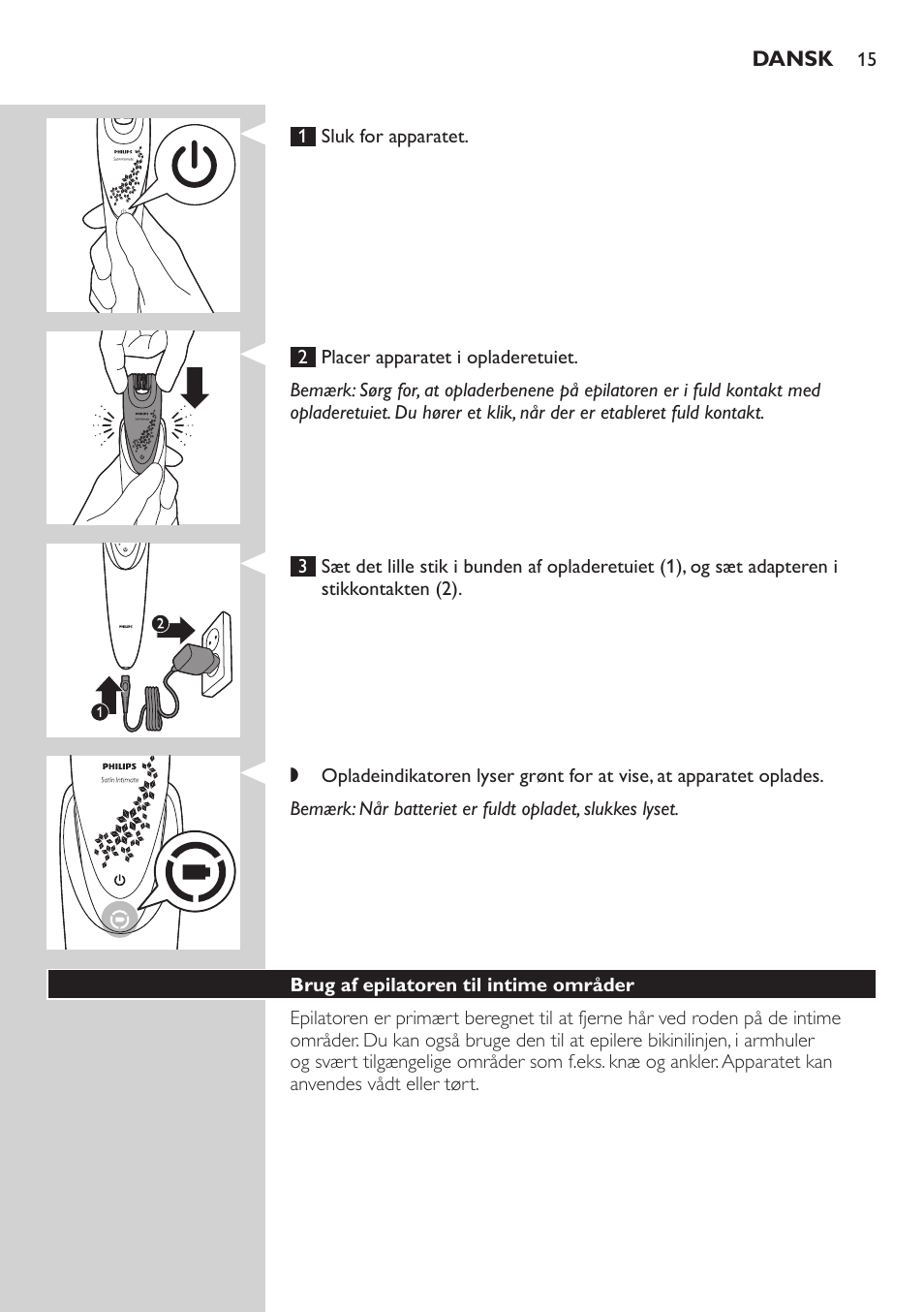 Philips Satin Intimate Depiladora para las zonas íntimas User Manual | Page 15 / 232