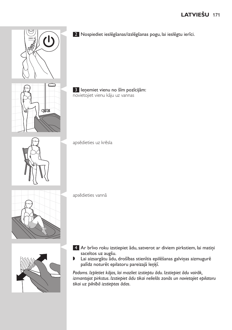 Philips Satin Intimate Depiladora para las zonas íntimas User Manual | Page 171 / 232