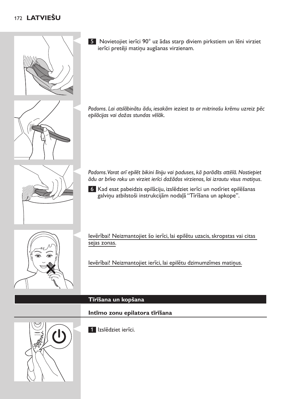 Philips Satin Intimate Depiladora para las zonas íntimas User Manual | Page 172 / 232