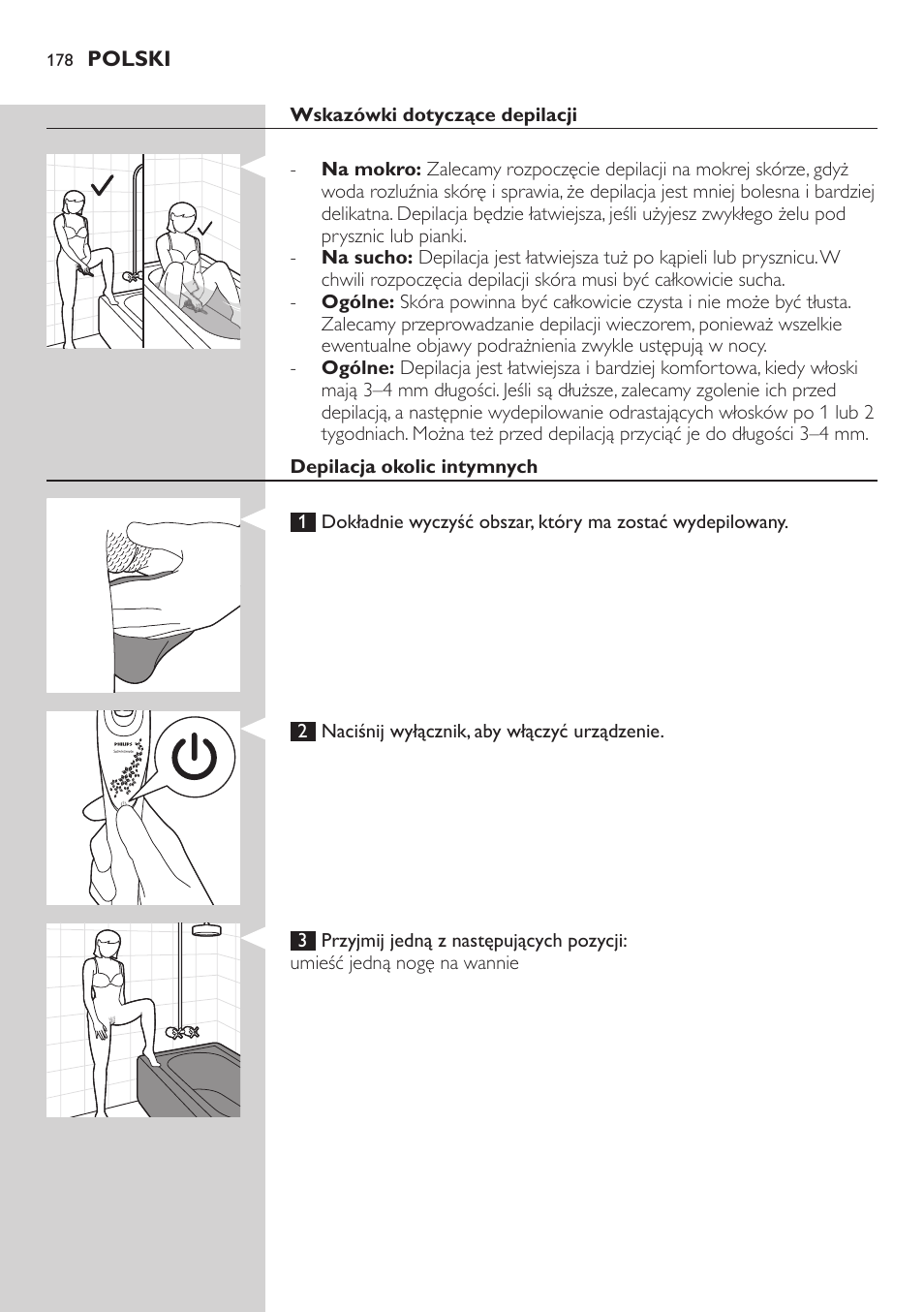 Philips Satin Intimate Depiladora para las zonas íntimas User Manual | Page 178 / 232